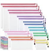 JARLINK 18 Pack 8 Sizes Mesh Pouch, 9 Colors, Waterproof Zipper Bags Document Multipurpose Travel...
