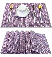 PIGCHCY Elegant Placemats Set of 6 Blended Woven Heat-Resistant Placemats Washable Easy to Clean ...