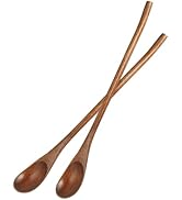 Operitacx 2Pcs Wooden Long &amp; Coffee Spoons - Honey &amp; Cocktail Stirrer Swizzle Mixing Spoons for H...