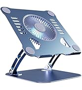 SHUWEI Laptop Cooling Stand with 3 Speed Fan, Adjustable Height Laptop Stand for Desk, Ergonimic ...