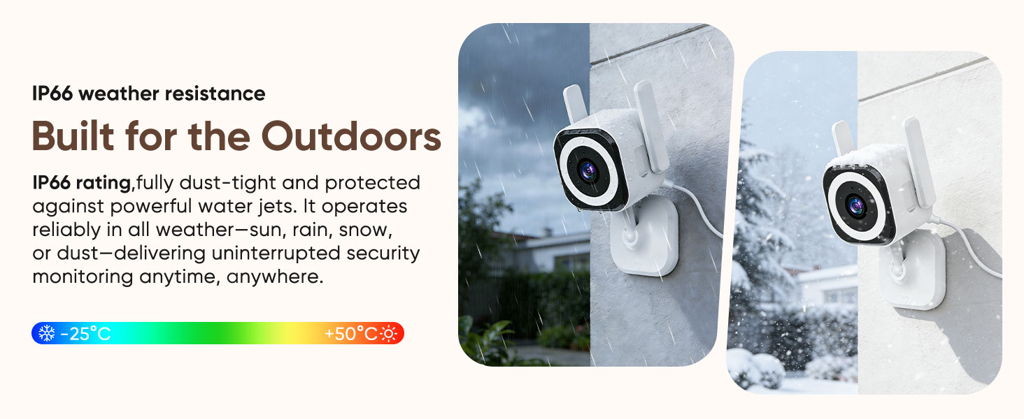 IP66 Waterproof Outdoor Camera, Security Camera Outdoor, Home Camera