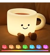 Fieldspark Cute Coffee Cup Night Light for Kids Rechargeable, Battery Operated Nightlight 3 Level...