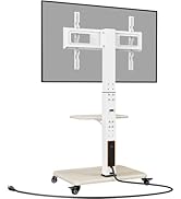 Perlegear Mobile TV Stand with Power Outlet, Tilt &amp; Swivel Rolling TV Cart for 32-75 inches TVs u...