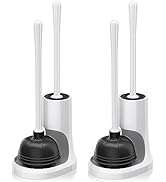 uptronic Toilet Plunger and Brush, Bowl Brush and Heavy Duty Toilet Plunger Set with Holder, 2-in...