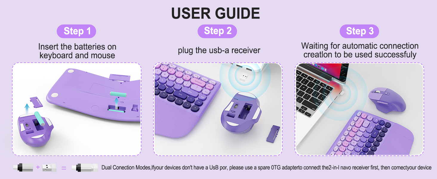 Ergonomic Wireless Keyboard Mouse