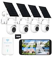 4K/8MP Solar Security Cameras Wireless Outdoor, Solar-Powered Home Security Camera System with Ho...