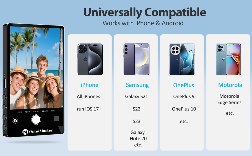 OmniMaster vlog selfie monitor screen iphone