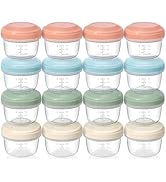 VITEVER [16 Pack] 4 oz Small Containers with Lids, Reusable Plastic Jars for Snack and Puree, Sal...