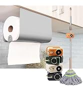 KN FLAX Paper Towel Holder Under The Cabinet with Magnetic Bulletin Board &amp; Broom Holder Wall Mou...