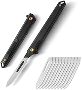 Folding Scalpel Knife,Mini Slim Pocket Knife with 10pcs #60 Scalpels Replaceable Blades,EDC Utili...
