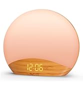 REACHER Wood Grain Sunrise Alarm Clock and Sound Machine Nightlight, Digital Dimmable Clock for B...