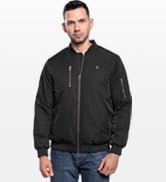 DEWBU Men's Heated Jacket with 12V Battery, Bomber Jacket Padded Waterproof Heating Coat for Wint...