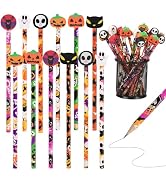 DIYASY 30 Pcs Halloween Pencils with Erasers, Holiday Wood Pencils Bulk for Kids Assorted Fall Pe...
