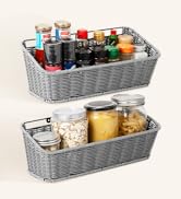GRANNY SAYS Wicker Hanging Basket, 2 Pack Storage Baskets for Cabinet, Wall Mount Fruit Basket fo...