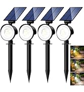 nipify 4 Pack Solar Lights Outdoor Waterproof, 3 CCT Solar Spot Lights with 2 Brightness Landscap...