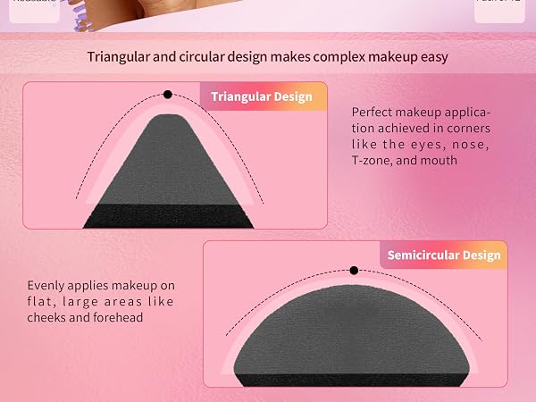 BEAKEY 12pcs Triangle Powder Puffs for Face Powder Makeup Puff for Loose &amp; Cosmetic Foundation, 