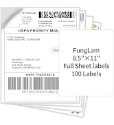 FungLam Full Sheet Shipping Labels, Full Page Labels 8.5” x 11”, Shipping Labels 8.5”x 11” for La...