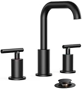 FORIOUS Matte Black Bathroom Faucet 3 Hole Widespread, 8 Inch Bathroom Sink Faucets Two-Handle wi...