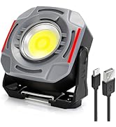 SUNPRO Magnetic Work Light Rechargeable, Portable FloodLight with Hook, Stepless Dimmable for Cam...