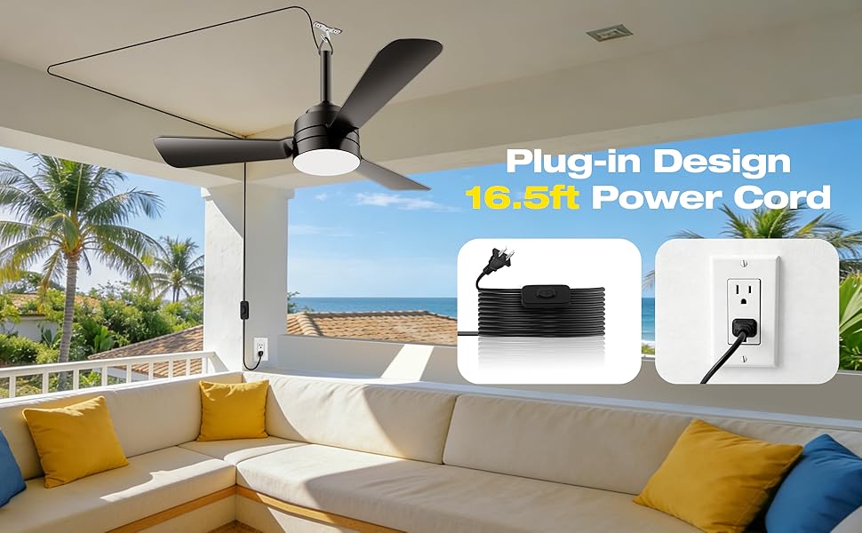 Plug-in Hanging Fan Light