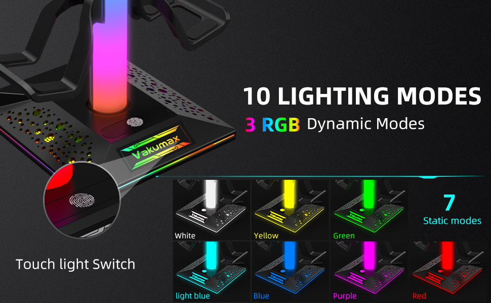 rgb headset and controller stand for desk