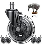 EMNT Office Chair Wheels Replacement, 3" Heavy Duty Rubber Caster Wheels for Hardwood Floors and ...