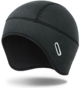 MELASA Winter Helmet Liner Skull Cap, Fleece Lined Warm Cycling Cap with Glasses Holes, Thermal H...