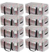 VTSVTS 8 Pcs Reusable Clear Large Moving Bags, Storage Bags with Zipper &amp; Black Reinforced Side H...