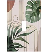 Mid Century Bohemian Modern Abstract Minimalist Boho Neutral Art Vintage Leaves Arch 1-Gang Outle...