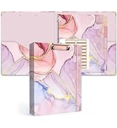 Lateefah 3 Ring Binder, 1 Inch Round Ring Binder with 5 Tab Dividers, Cute Clipboard Binders with...