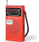 Goodes NOAA Weather Radio with Best Reception, AM FM Portable Radio with 2 AA Battery-Operated, L...