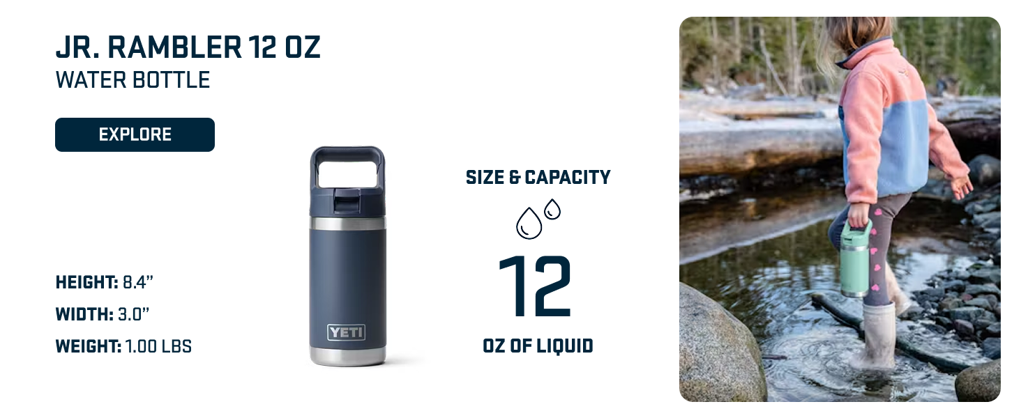 yeti jr. rambler 12 oz bottle with flip straw cap