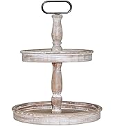 Krismax Decorative Trays - Two Tiered Tray Stand Rustic Tiered Tray Decor Farmhouse 2 Tiered Tray...