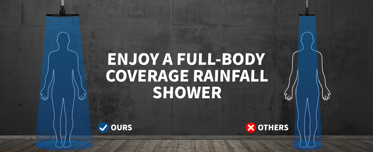 enjoy full body coverage waterfall shower