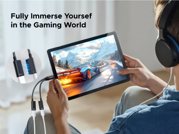 dual USB C headphone and charger adapter