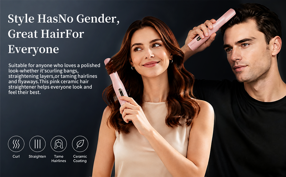 A straightening and curling device that can be used by both men and women