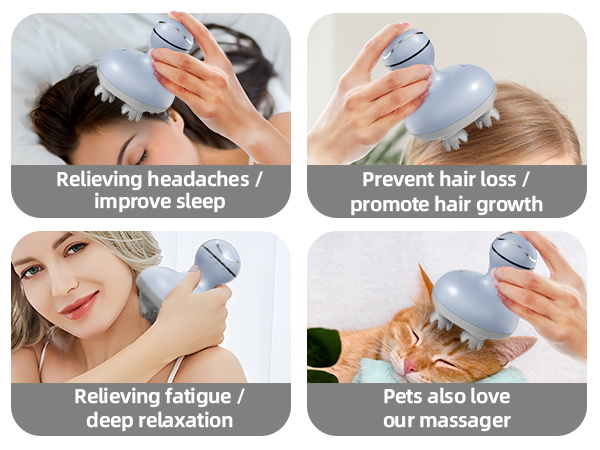 cotsoco Electric Scalp Head Massager with 4 Heads 84 Nodes for Hair Growth and Stress Release