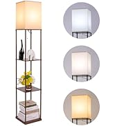 Gupuzm Floor Lamp with Shelves, Modern Square Standing Lamp with 3 Color Temperature Bulb, Corner...