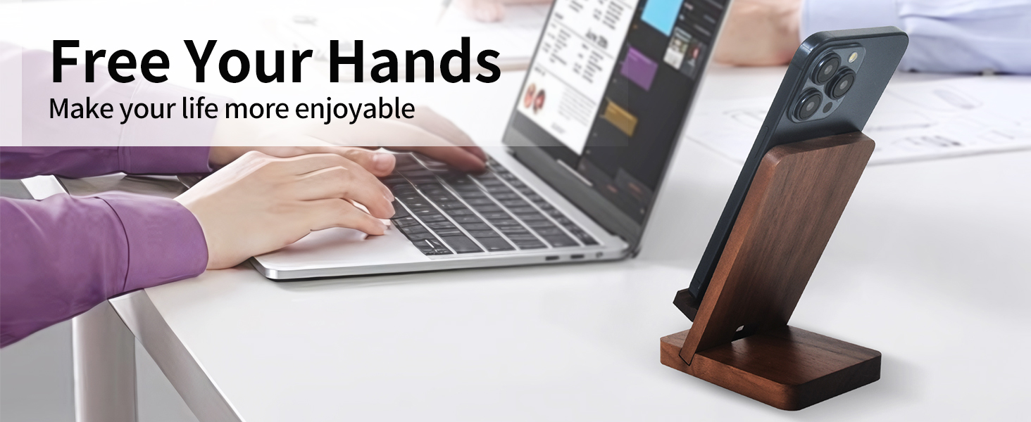 Wood phone stand for desk 1