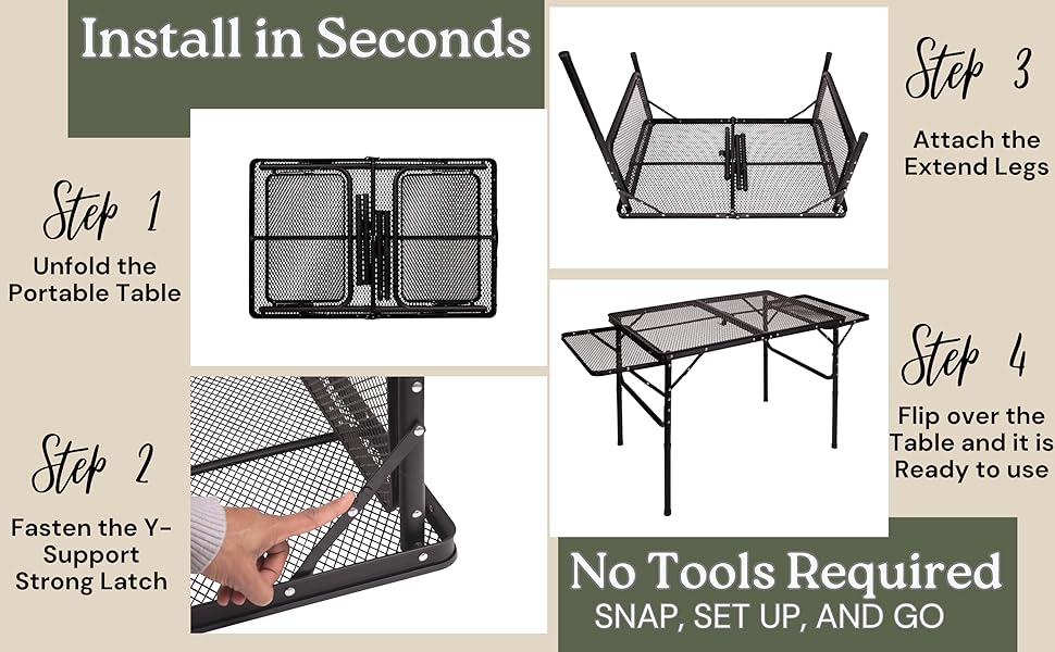folding table, folding grill table, portable table, black, camping, picnic, bbq, suitcase table