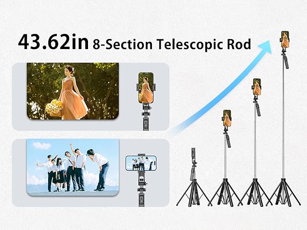 Selfie Stick Tripod, Extendable Tripod for Phone &amp; Selfie Stick with Detachable Phone Holder