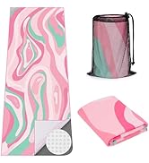 MicaYoung Yoga Mat Towel with Large Corner Pockets, Non Slip Grip Microfiber Mat Cover Mat for Ho...