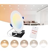 OPONL 24 Pack 6 Inch LED Recessed Lighting with Junction Box, 5CCT Ultra-Thin Recessed Light, 110...