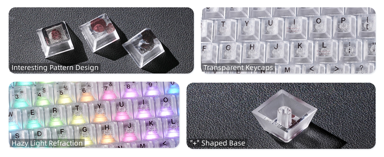 Clear Keycaps, Shine-Through Keycaps, Jelly Keycaps Cherry Profile Keycaps for Mechanical Keyboard
