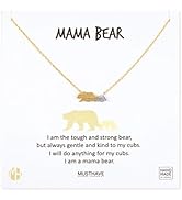 MUSTHAVE Mama Bear 18K Gold Plated Necklace with Message Card, Two Tone Yellow and White Color, A...