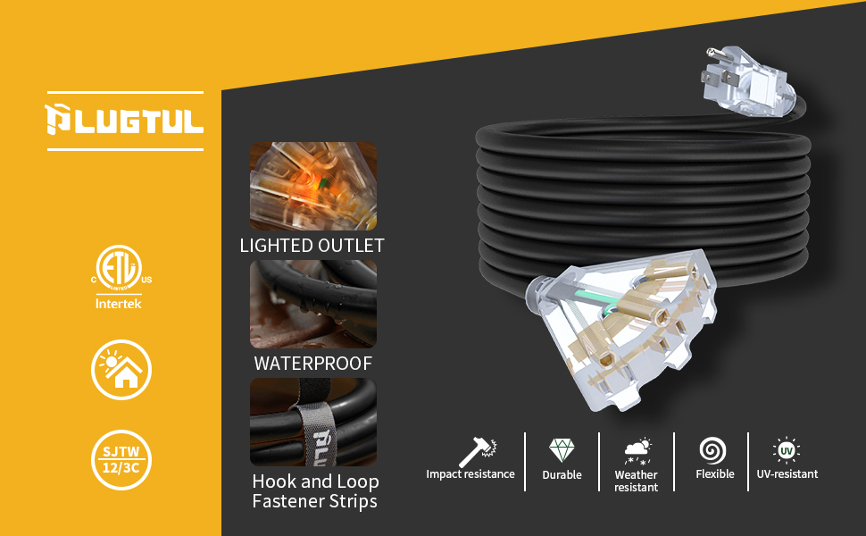 black extension cord 25ft 50ft outdoor extension cord multiple outlet 12gauge outside extension cord