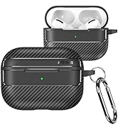 Ephoou for AirPods Pro 3 Case with Carabiner Keychain, Carbon Fiber Style Vegan Leathe Full Body ...