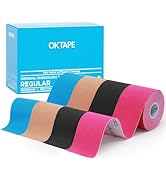 OK TAPE Regular Kinesiology Tape (4 Pack), Original Cotton Athletic Tape for Support Muscle Joint...