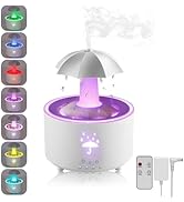 Humidifier for Bedroom, Rotating Umbrella Diffuser with Rain Drop Effect 7-Color LED, 300ML Small...