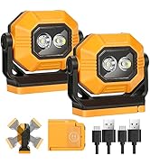 Easymaxx LED Rechargeable Work Light, 2Pack 1500LM Portable COB Magnetic Lights with 3 Modes &amp; 36...